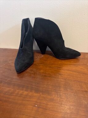 Vince Black Suede Pointed Ankle Heeled Boots